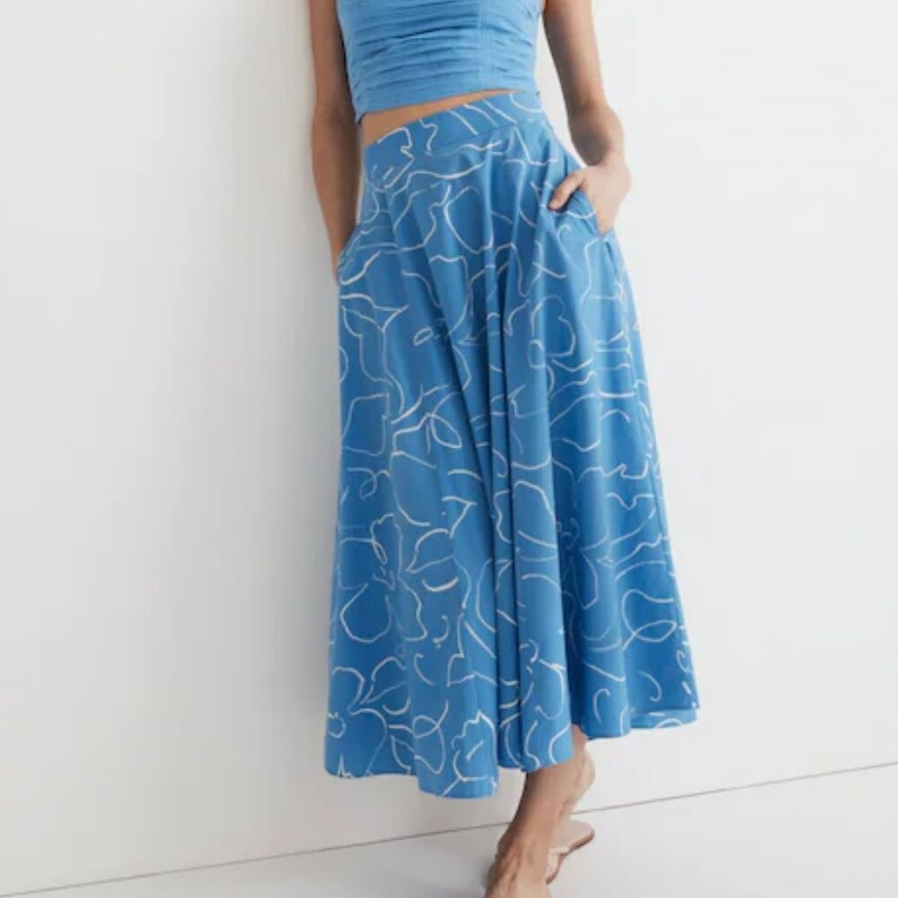 Madewell Poplin Crop Tube Top, Color: Ornamental Blue, Size: 4